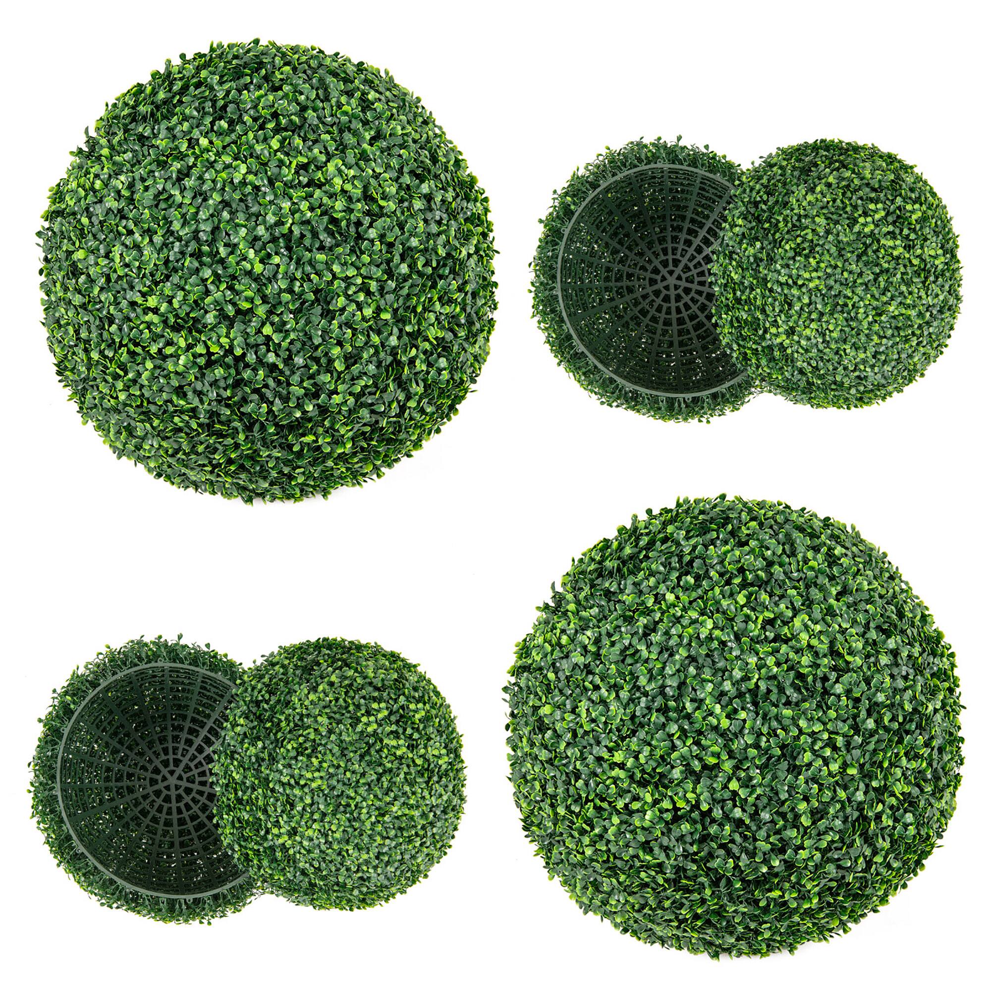 Alt View 9. Gymax - Gymax 2 PCS 20'' Artificial Boxwood Topiary Balls Sun-protective Round Greenery Bushes - Green.