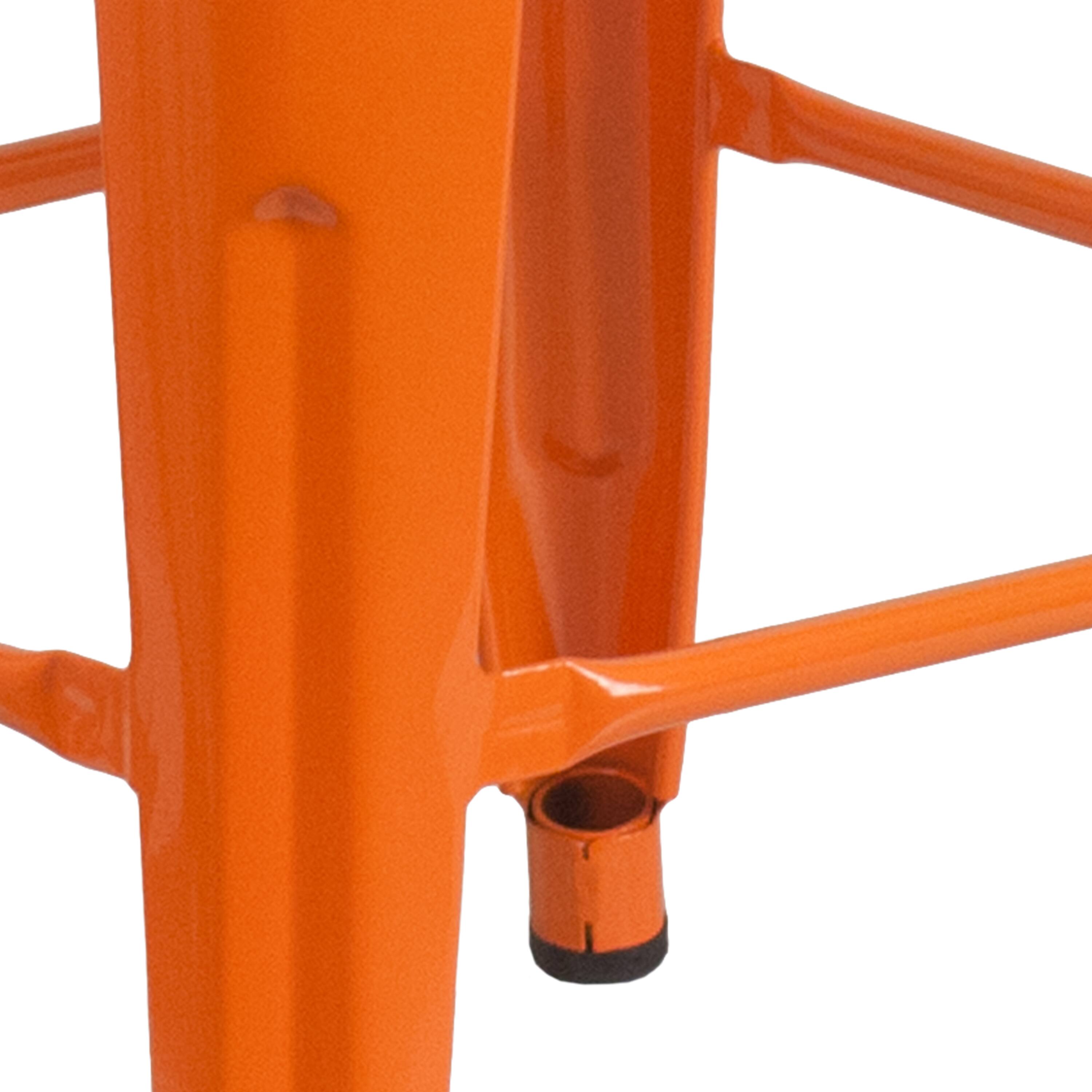 Alt View 8. Emma + Oliver - Commercial Grade 24"H Backless Metal Indoor-Outdoor Counter Stool w/ Square Seat - Orange.