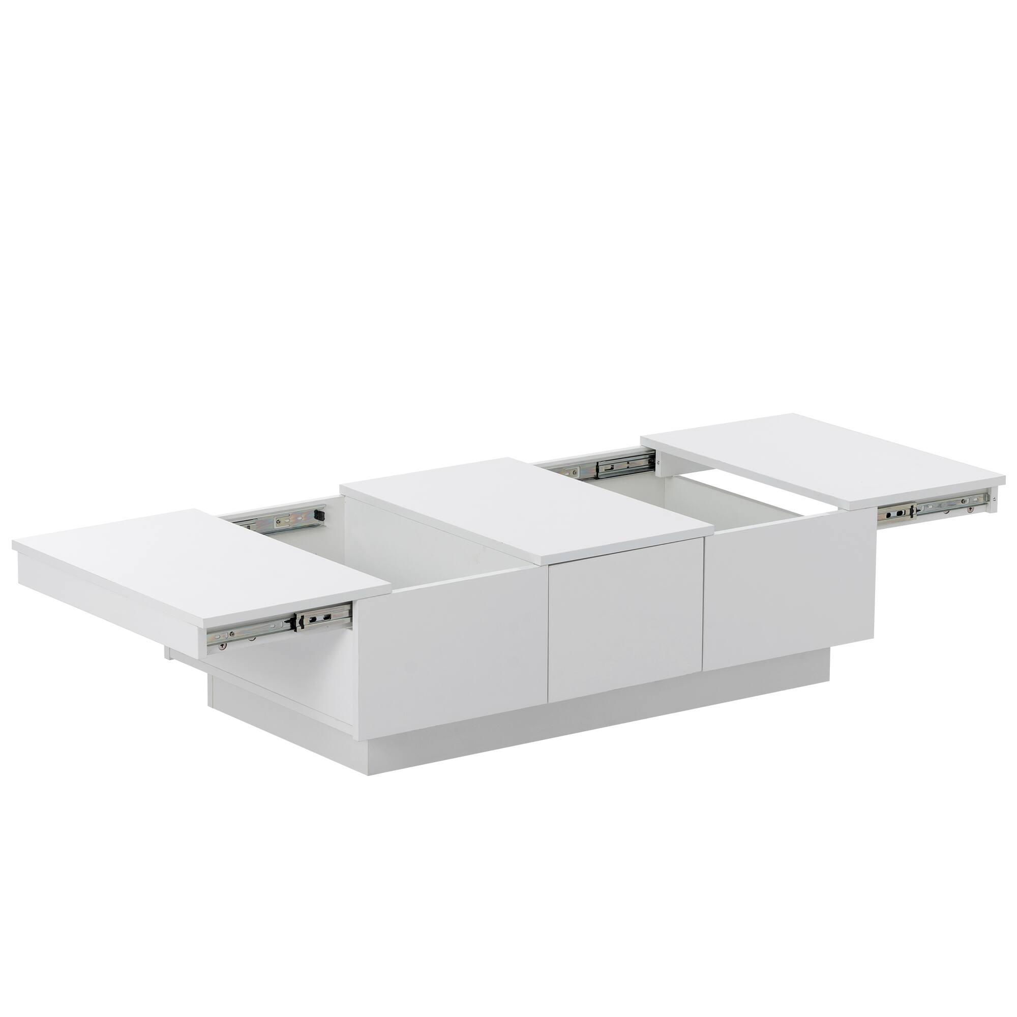 Alt View 9. Tiramisubest - Extendable Coffee Table with 2 Hidden Storage Compartment,High-gloss Center Table with Sliding Top & 2 Drawers,White - White.