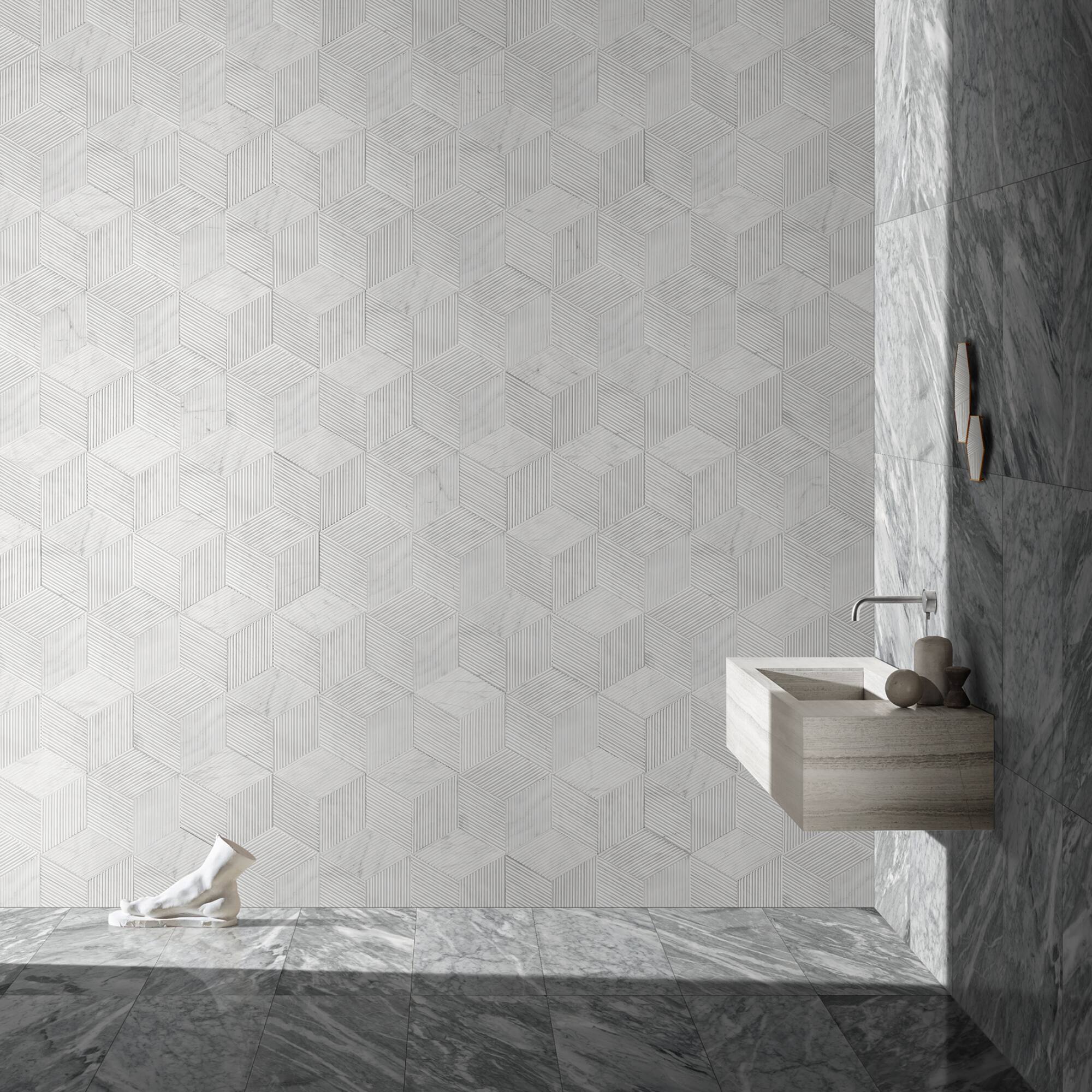 Alt View 7. GOODSILO - Polished Natural Marble Tiles for Elegant Wall and Floor Applications in Residential and Commercial Spaces - Gray.