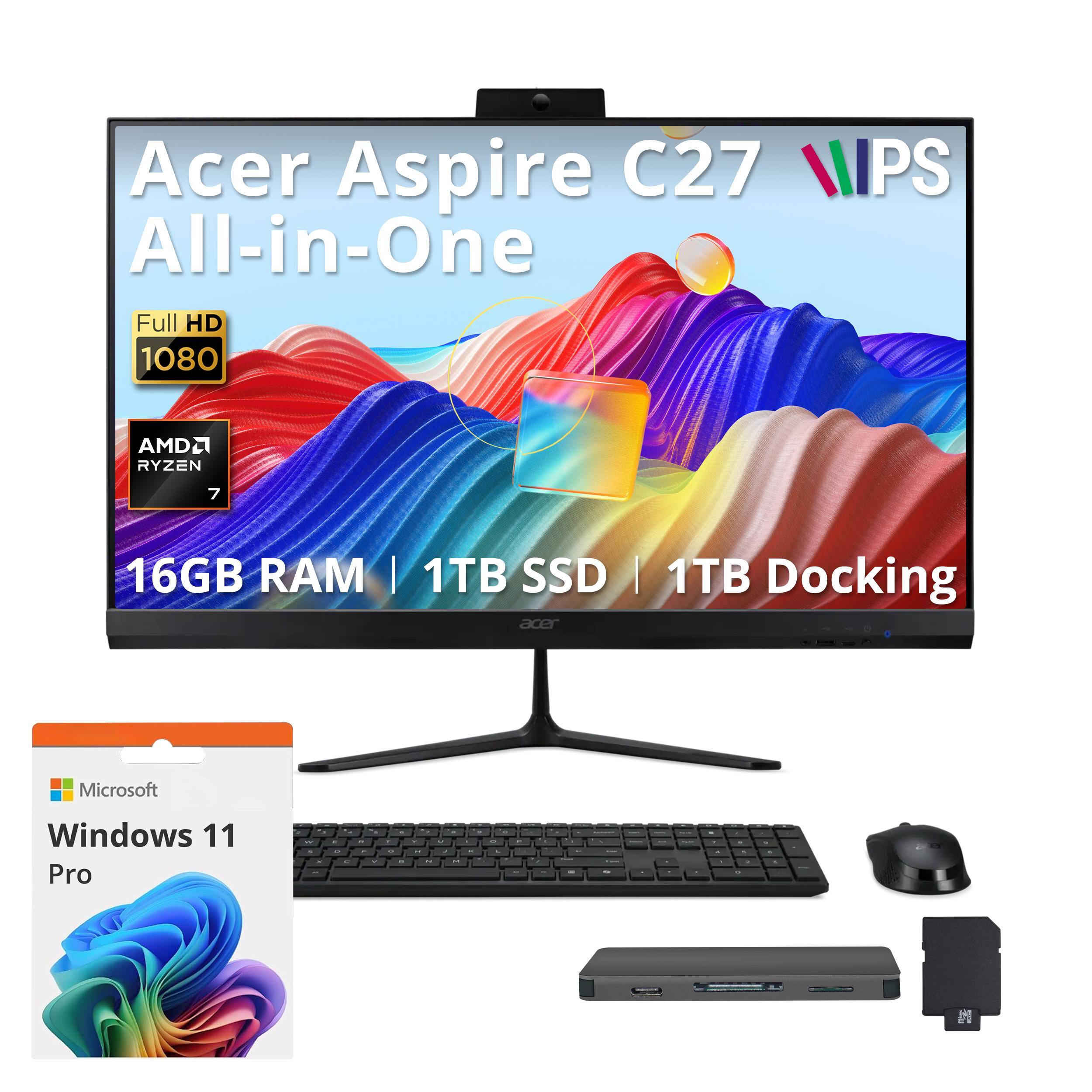 Acer Aspire C27 All-in-One Full HD 1080
IPS
AMD Ryzen 7
16GB RAM | 1TB SSD | 1TB Docking
Microsoft Windows 11 Pro