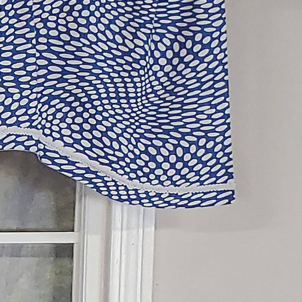 Left. RLF Home - RLF Home Arvana Cornice Style All Season 3" Rod Pocket Valance 50" x 17" Blue - Blue.