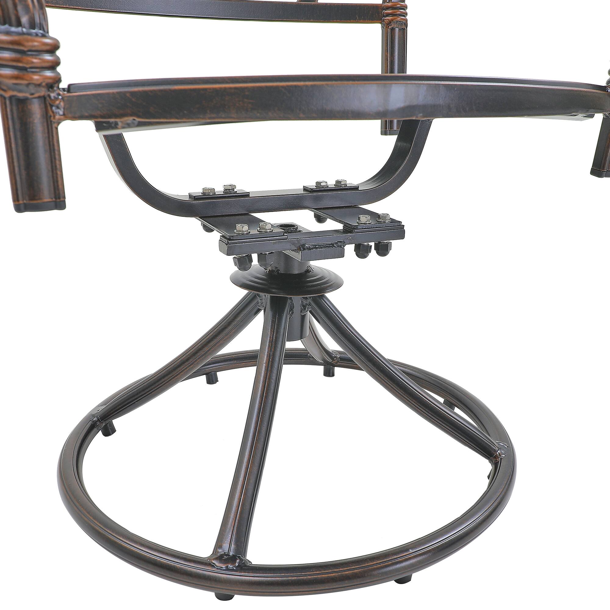 Alt View 2. Mondawe - Set of 2 Cast Aluminum Swivel Bar Stools - Bronze.