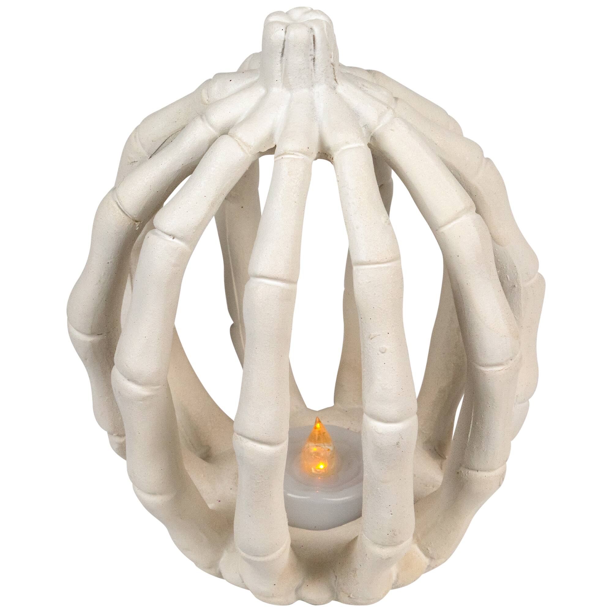 Alt View 4. Northlight - LED Lighted Skeleton Pumpkin Halloween Decoration - 6.25" - Beige.
