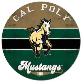Jardine - Cal Poly Mustangs 20'' x 20'' Retro Logo Circle Sign - Green