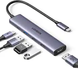 UGREEN - USB C Hub, 5-in-1 Multiport USB Adapter with 4K HDMI, 100W Power Delivery, USB 3.0/2.0, for Laptop, Mac, and More - Space Gray