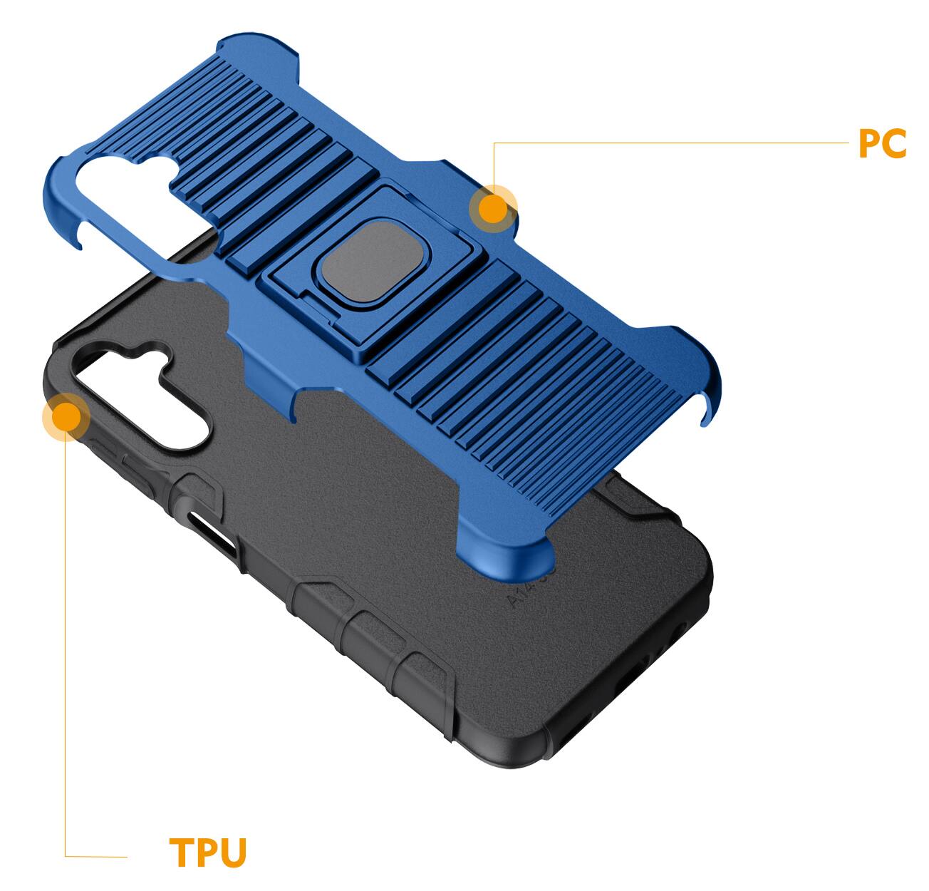 Alt View 8. Nakedcellphone - Case for Samsung Galaxy A14 5G Phone - Blue.