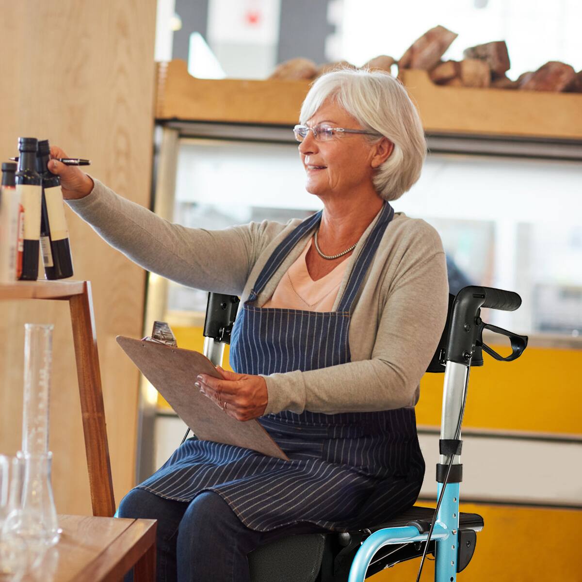 Alt View 2. Costway - Costway Folding Medical Rollator Walker Aluminum Transport Chair Adjustable Handle Blue - Blue.