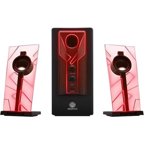 Front. GOgroove - 2.1 Speaker System (3-Piece) - Red.
