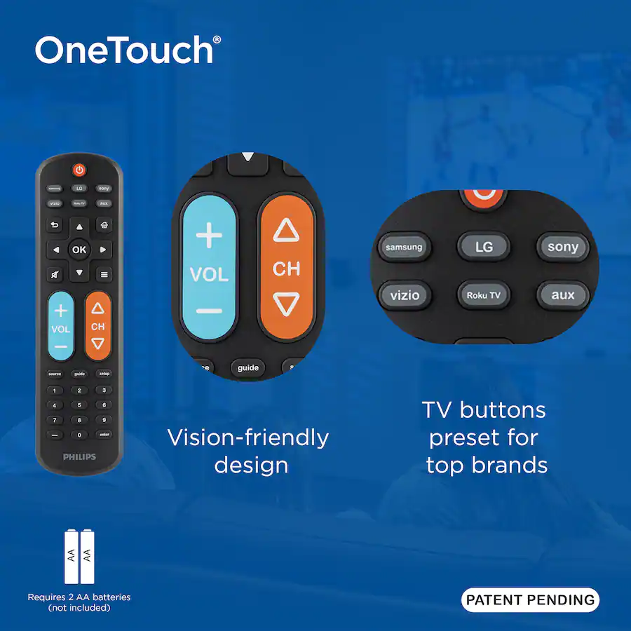 One Remote Philips OneTouch Big Button MotionGlow Universal Remote for Samsung ...