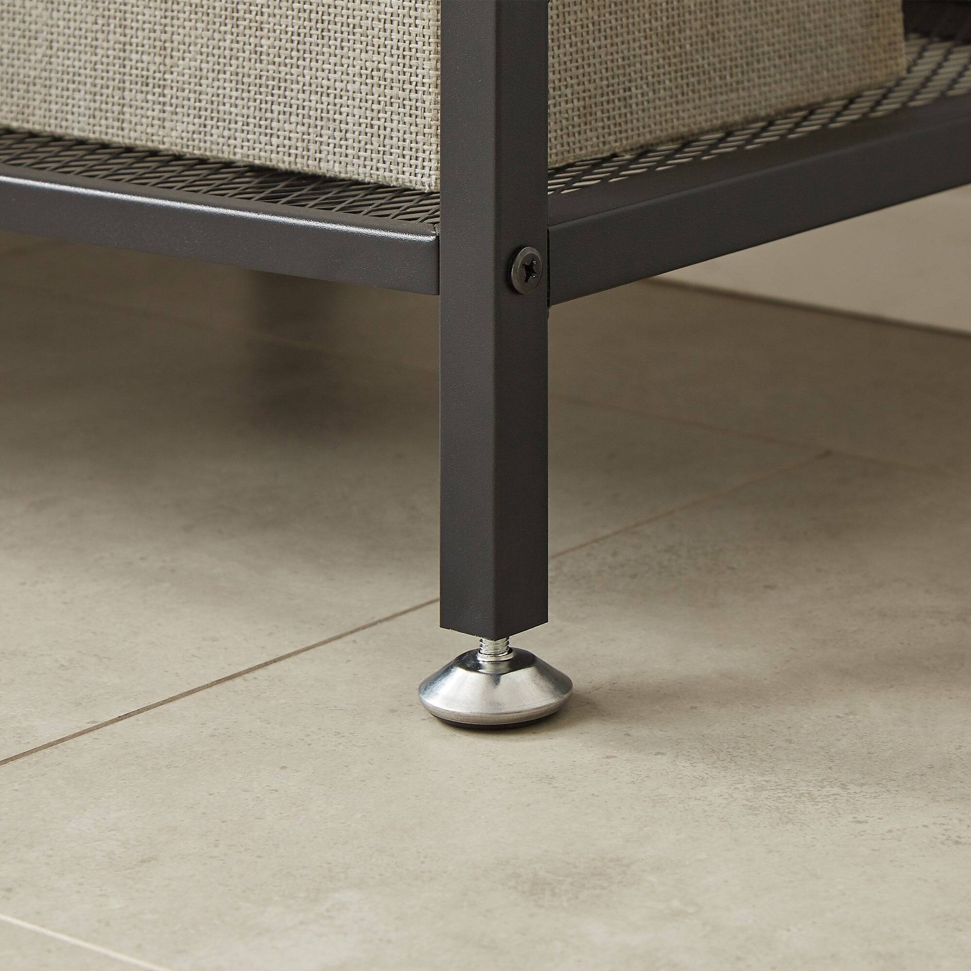 Left. Vecelo - 71 Inch Industrial TV Stand with Heavy Duty Rust-Proof Frame, 160lb Capacity & Vintage Design for Living Room - 71" Brown with socket.