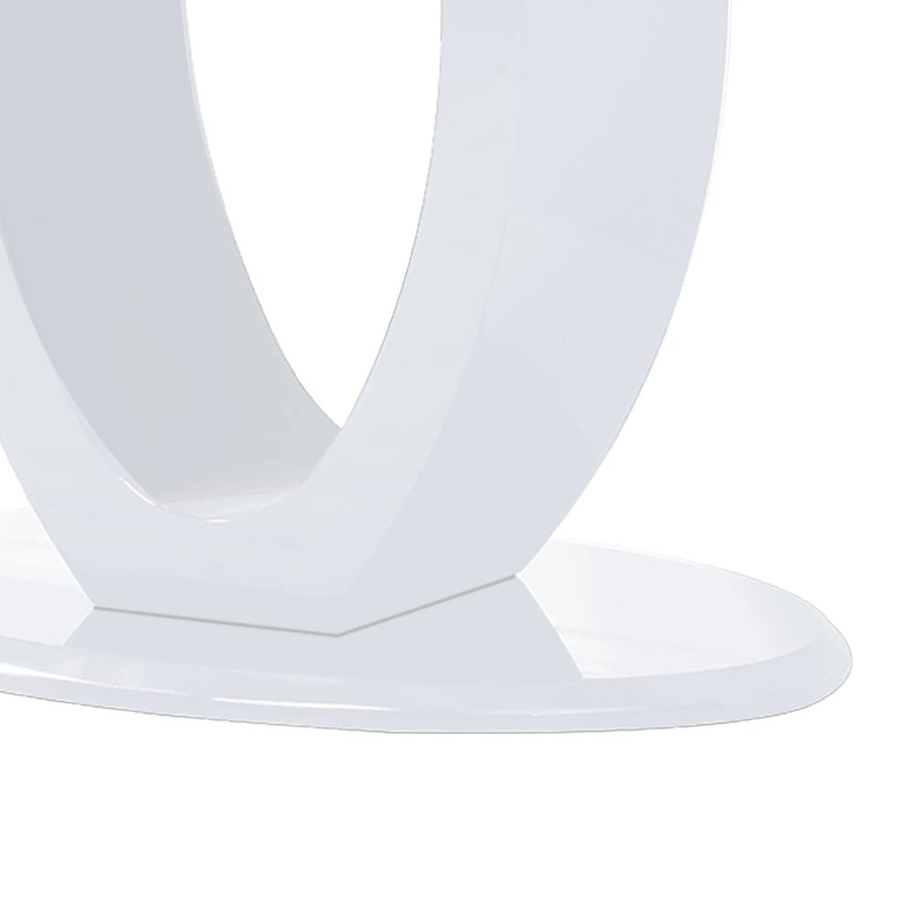 Alt View 3. Manhattan Lane - Contemporary Tempered Glass Top Sofa Table with O Shape Base - White.