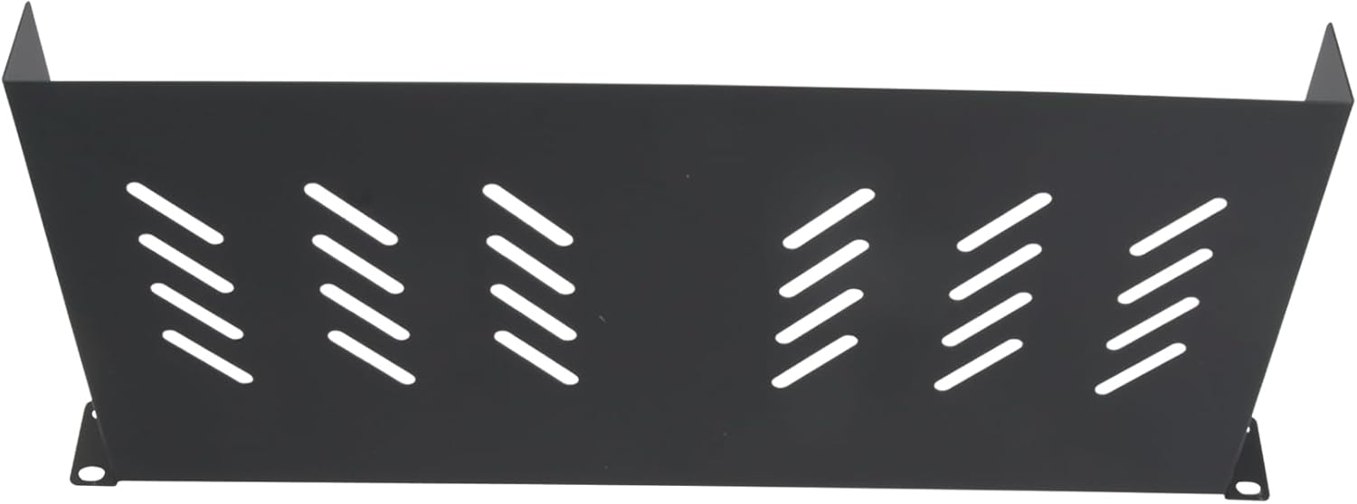 Back. Cables Direct Online - 1U 19" Vented Server Rack Shelf - 8" (210mm) Deep No-Lip Steel Tray, 11lb Capacity  for Network Racks & Cabinets - Black.