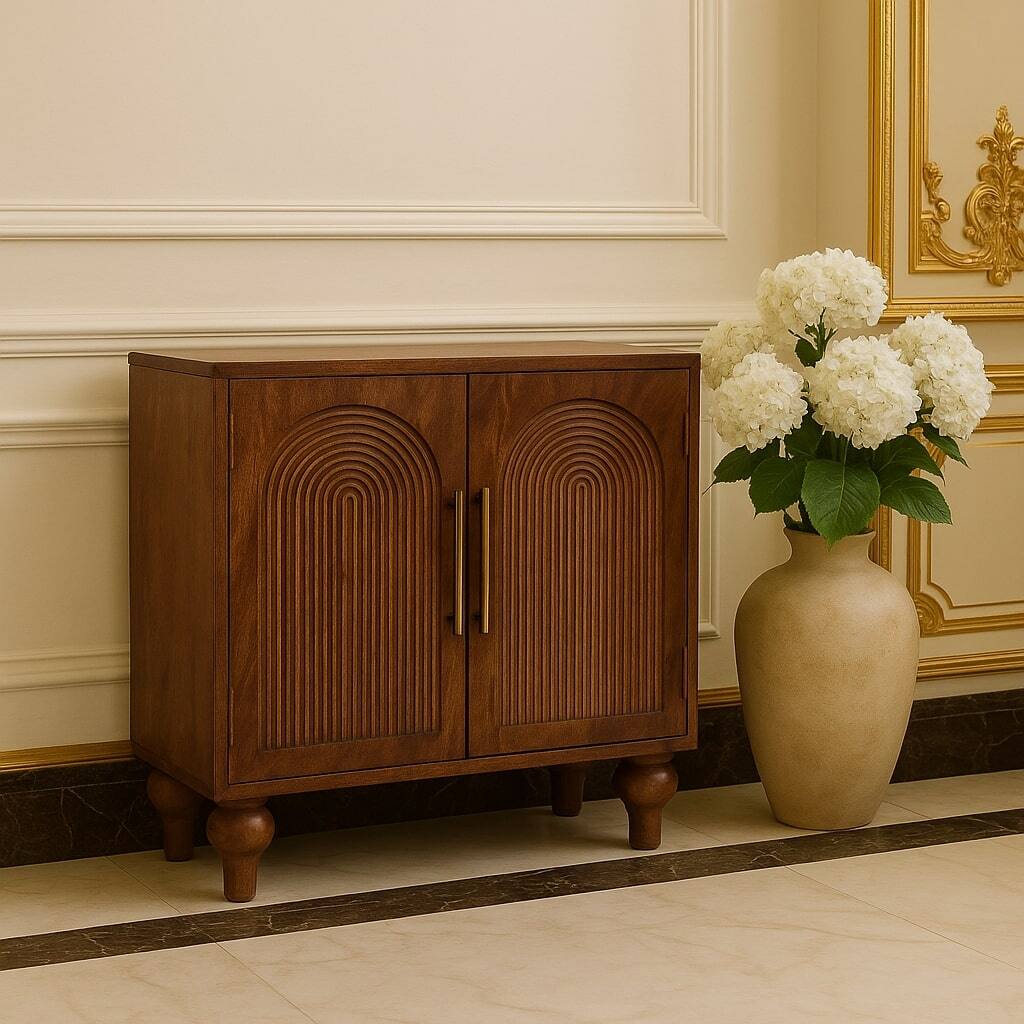 Alt View 2. Artisan Furniture - Artisan Furniture Solid Wood Arco Groove Sideboard - Brown.