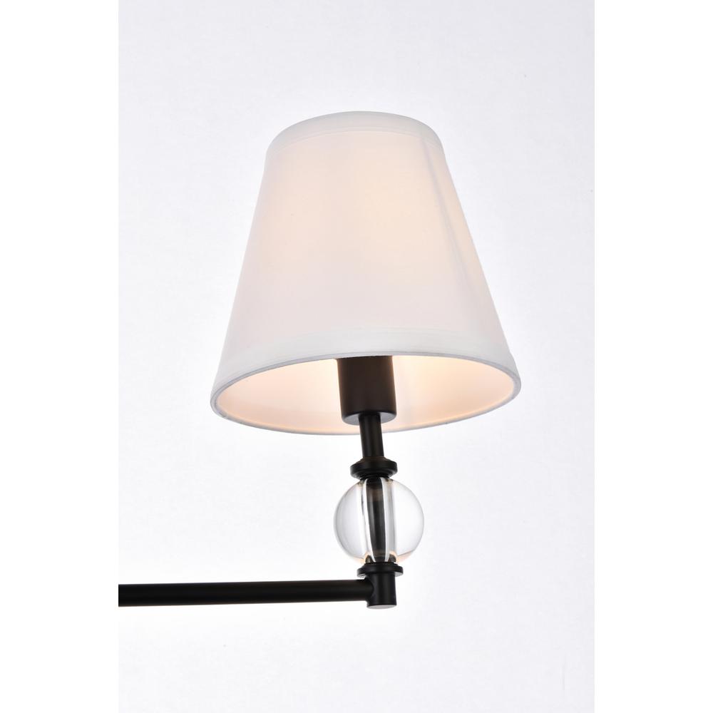Back. Living District - Bethany 3 lights bath sconce in black with white fabric shade - Black And White Fabric Shade.