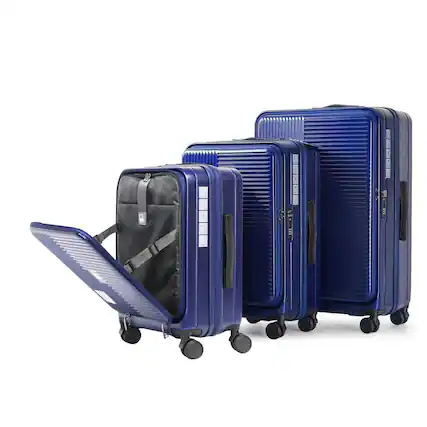 Front. BreeBe - Luggage,with front opening,TSA approved lock,hardshell suitcase - Aqua Blue.