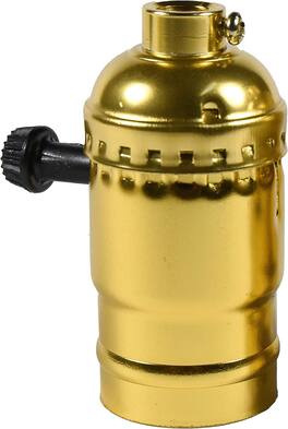 HQRP - 3-Way Lamp Socket Replacement E26/E27 Medium Base, UL Listed, 250 W 250 V, Dimmer Turn Knob - Gold