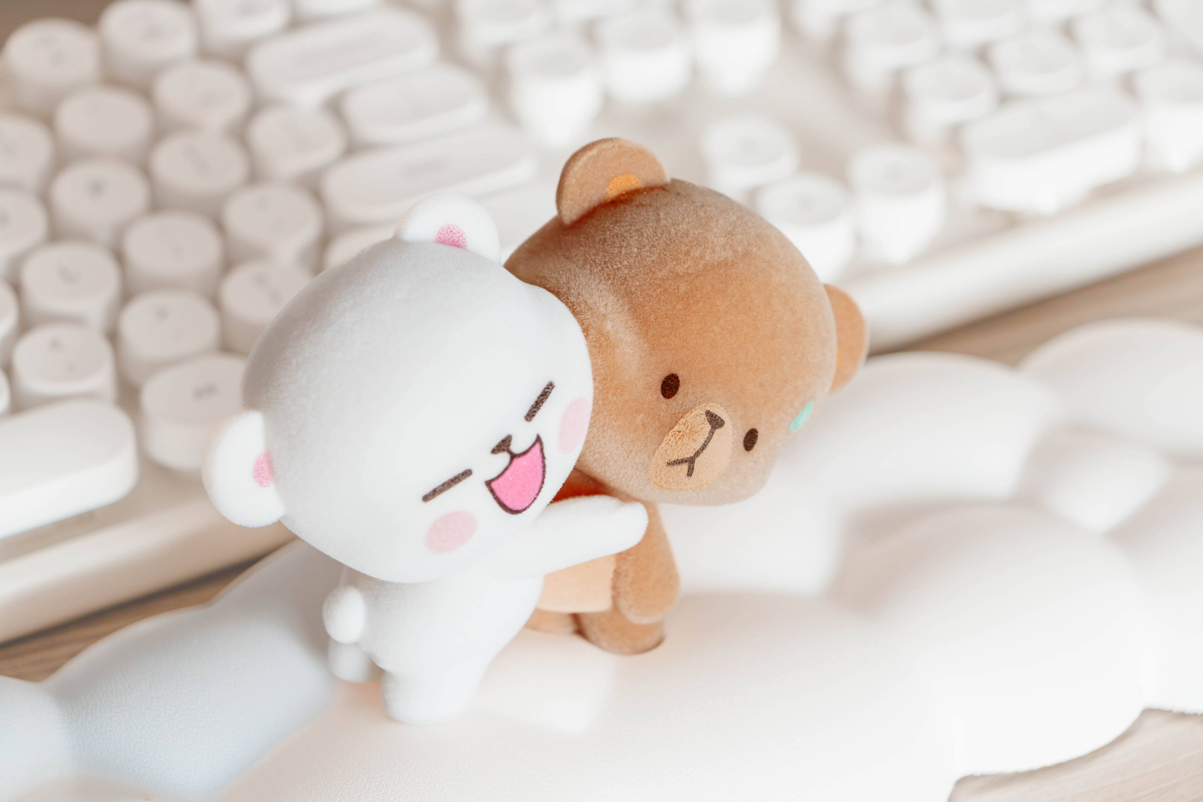 Alt View 1. Milk Mocha Bear - Milk Mocha Bear x Shopville Exclusive: Hugging Figurine - Fuzzy Flocked Cute Edition  [Limited Edition - 1000 Made].