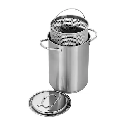 Front. Demeyere - Demeyere Resto 4.8-qt Stainless Steel Asparagus/Pasta Cooker Set - Stainless Steel.