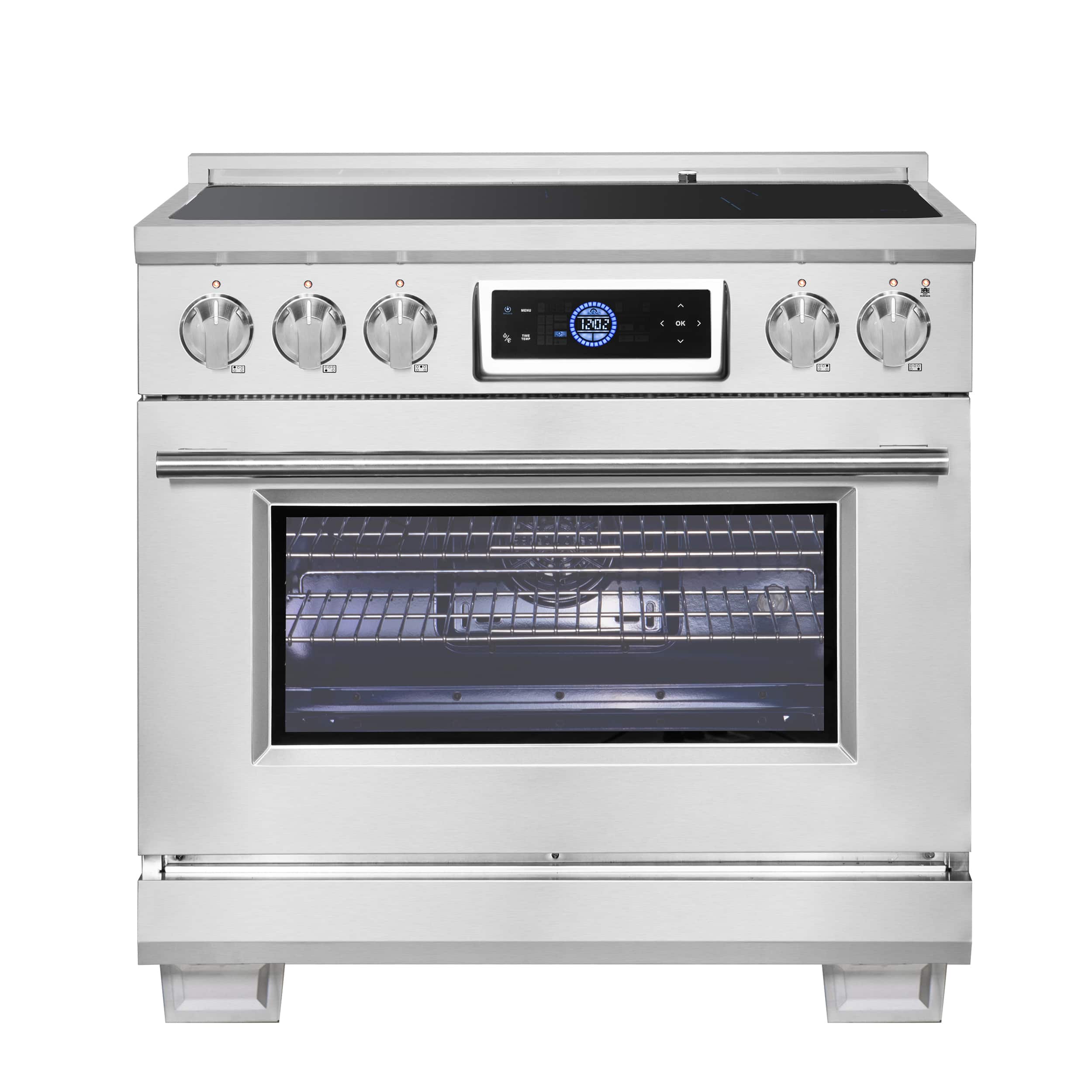 Front. Forno Appliances - Maximus 5.36 Cu. Ft. Freestanding Electric Induction Range with Air Fryer - Stainless Steel.