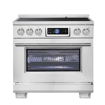 Front. Forno Appliances - Maximus 5.36 Cu. Ft. Freestanding Electric Induction Range with Air Fryer - Stainless Steel.