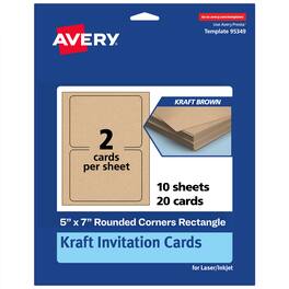 Avery - Printable Cards with Rounded Corners, 5" x 7", Kraft 20ct - Brown