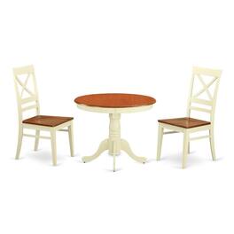 East West Furniture - 3 PC Kitchen nook Dining set for 2-Kitchen dinette Table and 2 Dining Chairs - Buttermilk & Cherry
