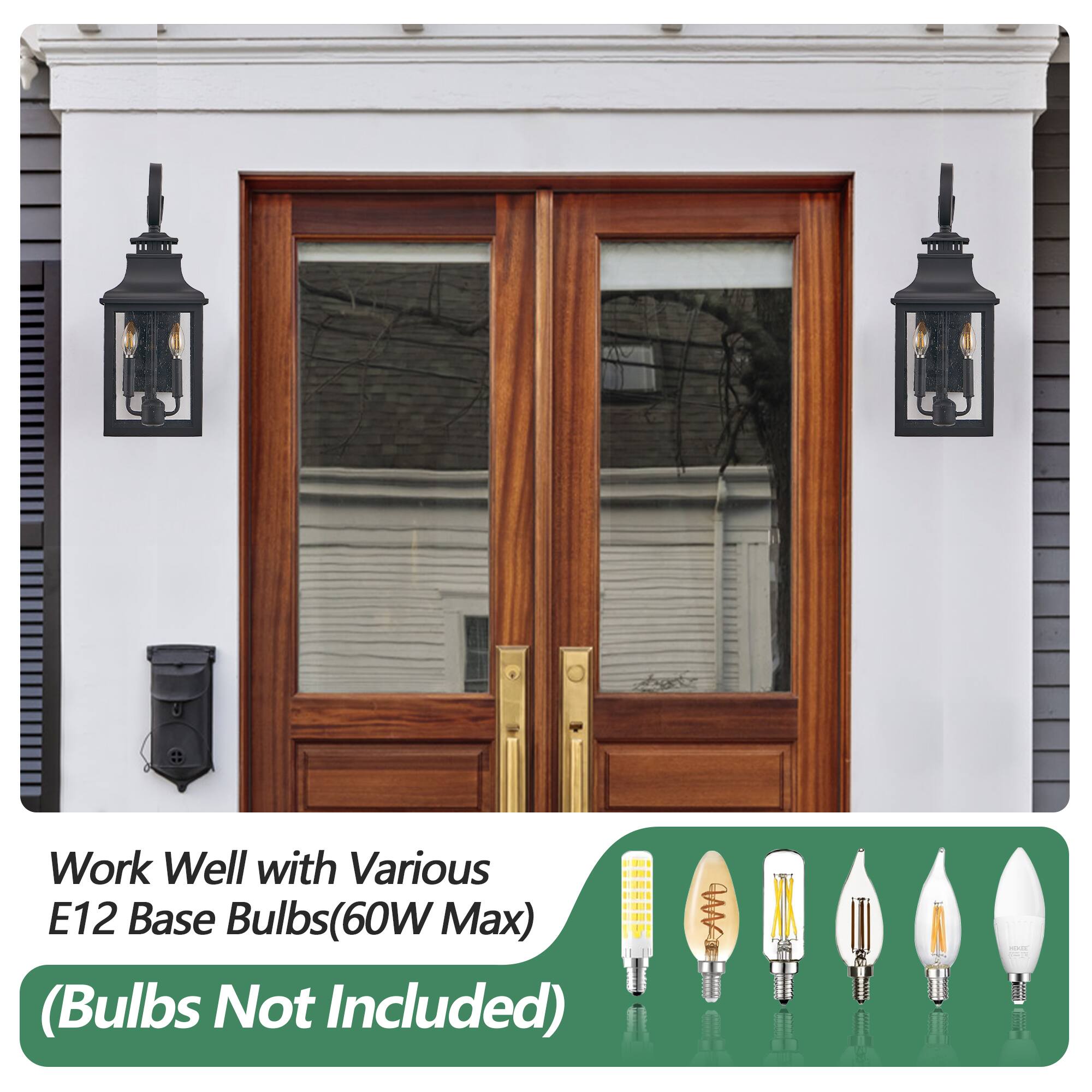 Work Well with Various E12 Base Bulbs (60W Max)  
(Bulbs Not Included)