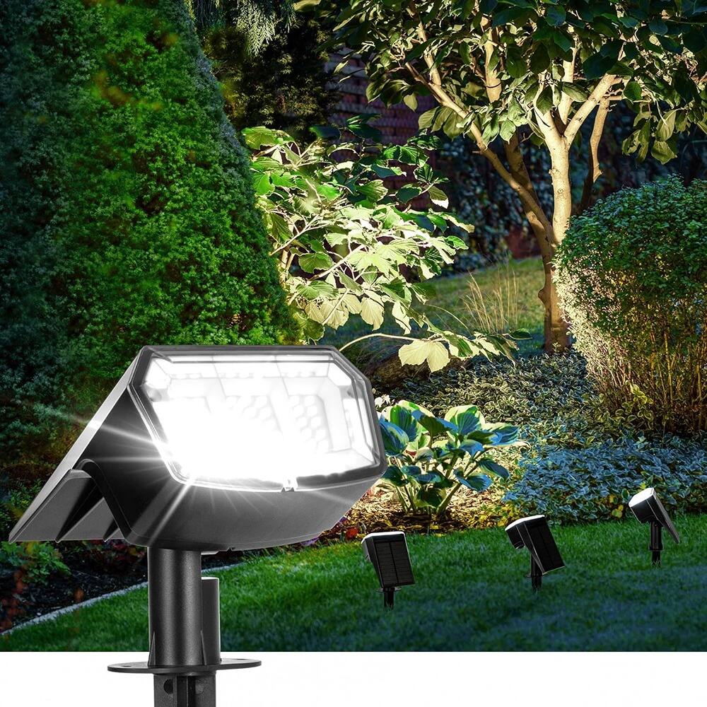 Front. MOSZAR LLC - Solar Spot Lights Outdoor Waterproof 4 Pack IP65, 63 LED 3 Lighting Modes - White.