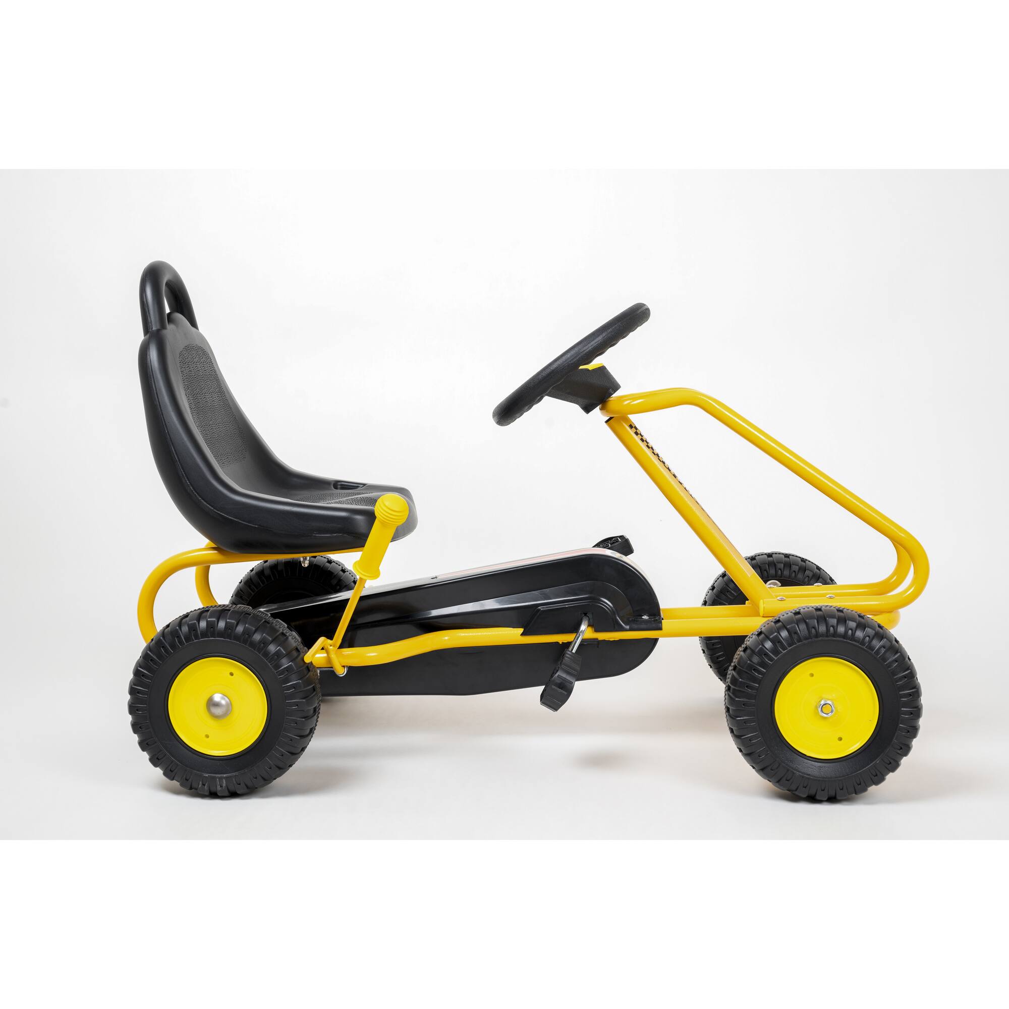 Alt View 3. Qaba - Kart for Kids, 4 Wheel Pedal Go Cart with Adjustable Seat - Yellow.