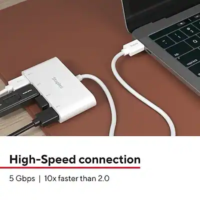 Device Tech Staples Staples TECH 4 Port USB 3.0 Hub White ST62380 - Best Buy