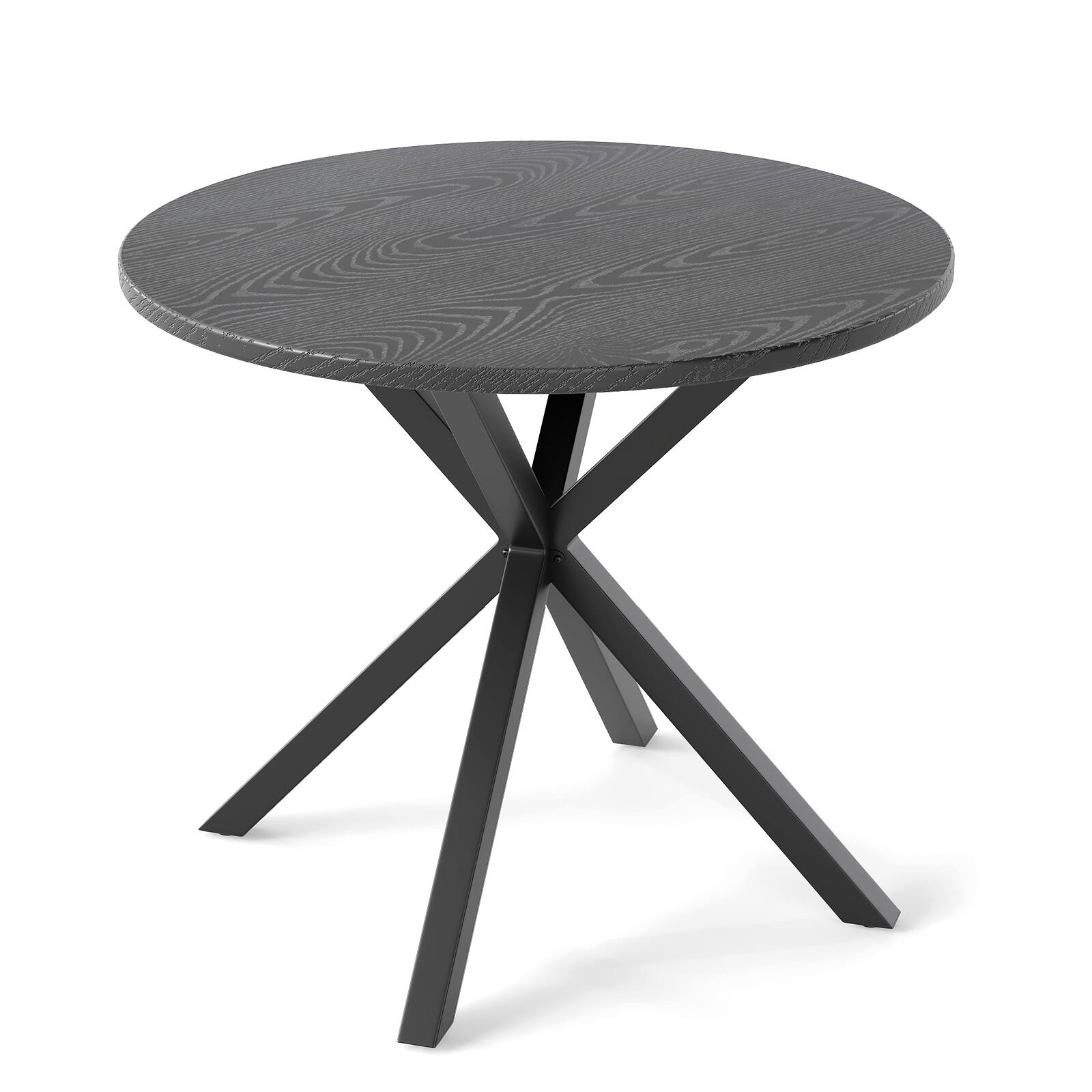 Alt View 9. Gymax - Gymax 34 Inch Round Patio Bistro Table w/ Wood-Like Top & X-Shaped Legsfor Outside - Gray.