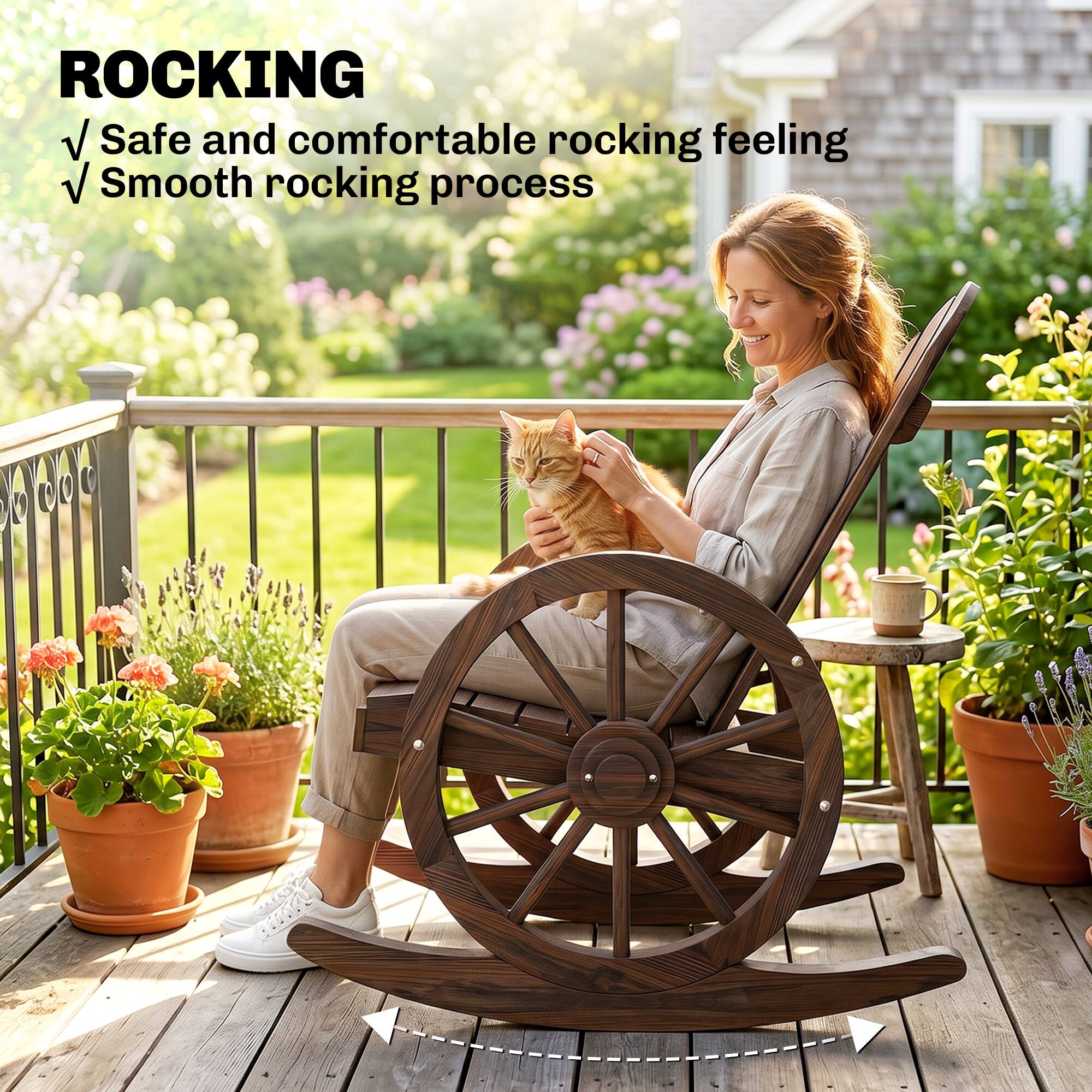 Outsunny Wooden Rocking Chairs Set of 2 Adirondack Rocker Chairs Wagon ...