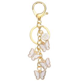 Unique Bargains - Butterfly Initial Letter Keychain, Alphabet W Metal Keyring, Cute Car Keys Holder Charm for Women Gift - White