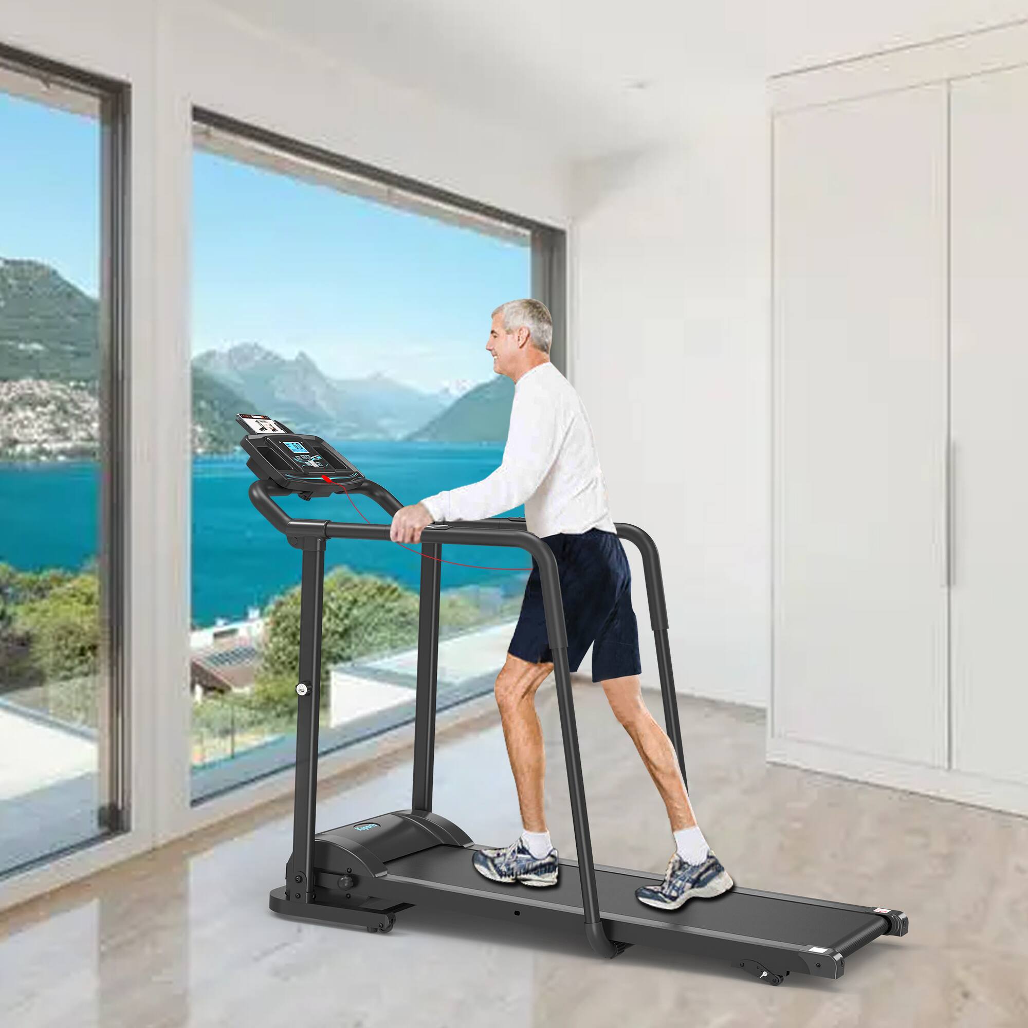 Alt View 7. Ksports - Ksports Advanced Rehab Treadmill 2.25 Horsepower Motor, Bluetooth Kinomap, Black - Black.