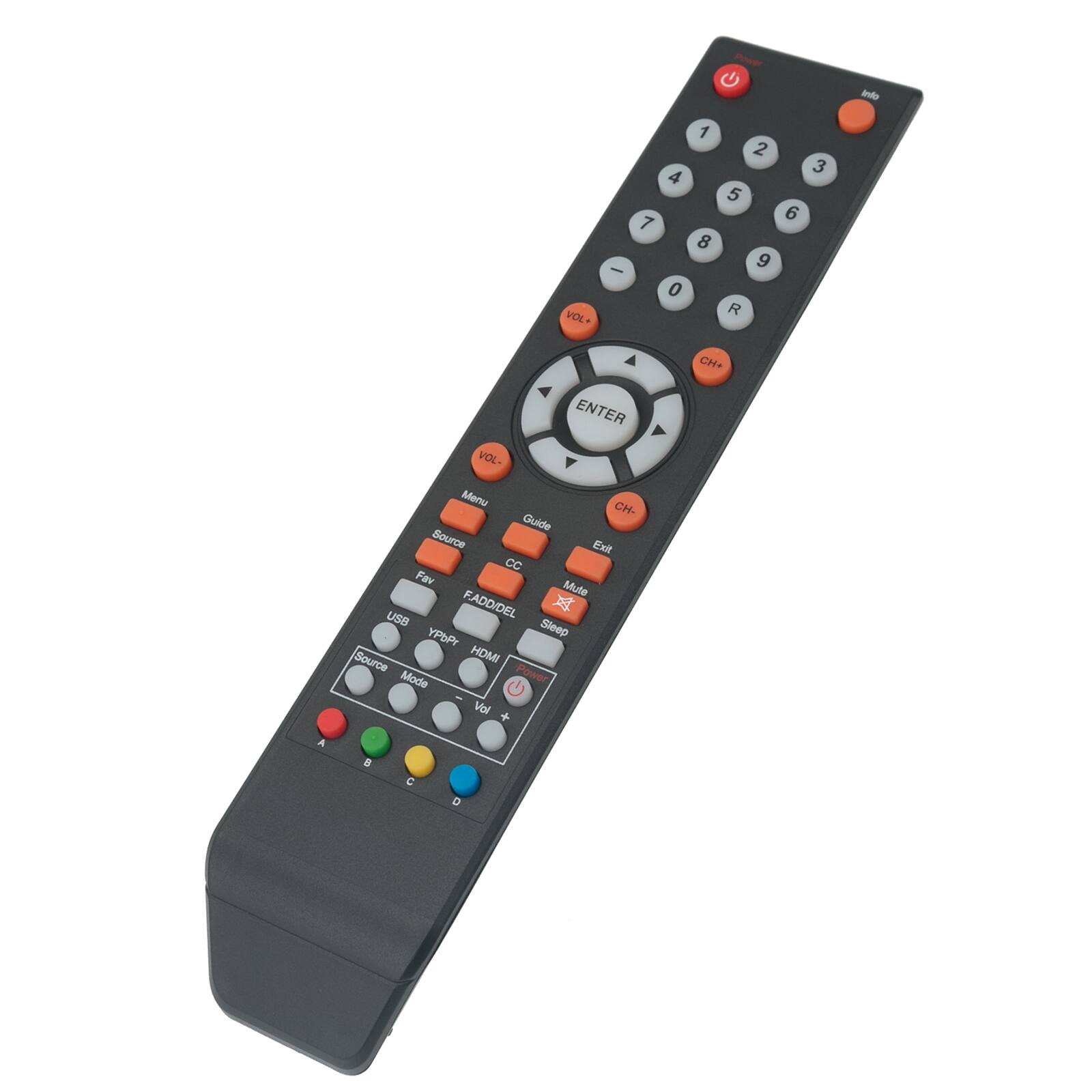 P int VOL - 1 2 3 4 5 6 7 8 9 0 R CH+ VOL+ ENTER Menu CN- Guide Source Exit CC Fav Mute F.ADD/DEL x USA Sleep YPbPr Source HDMI Mode Power - Vol + A a C D
