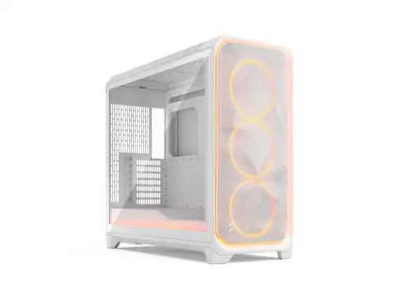 Front. Fractal Design - Fractal Design Meshify 3 XL Ambience Pro RGB E-ATX Full Tower PC Case - White Chassis with Clear TG Side Panel - White.