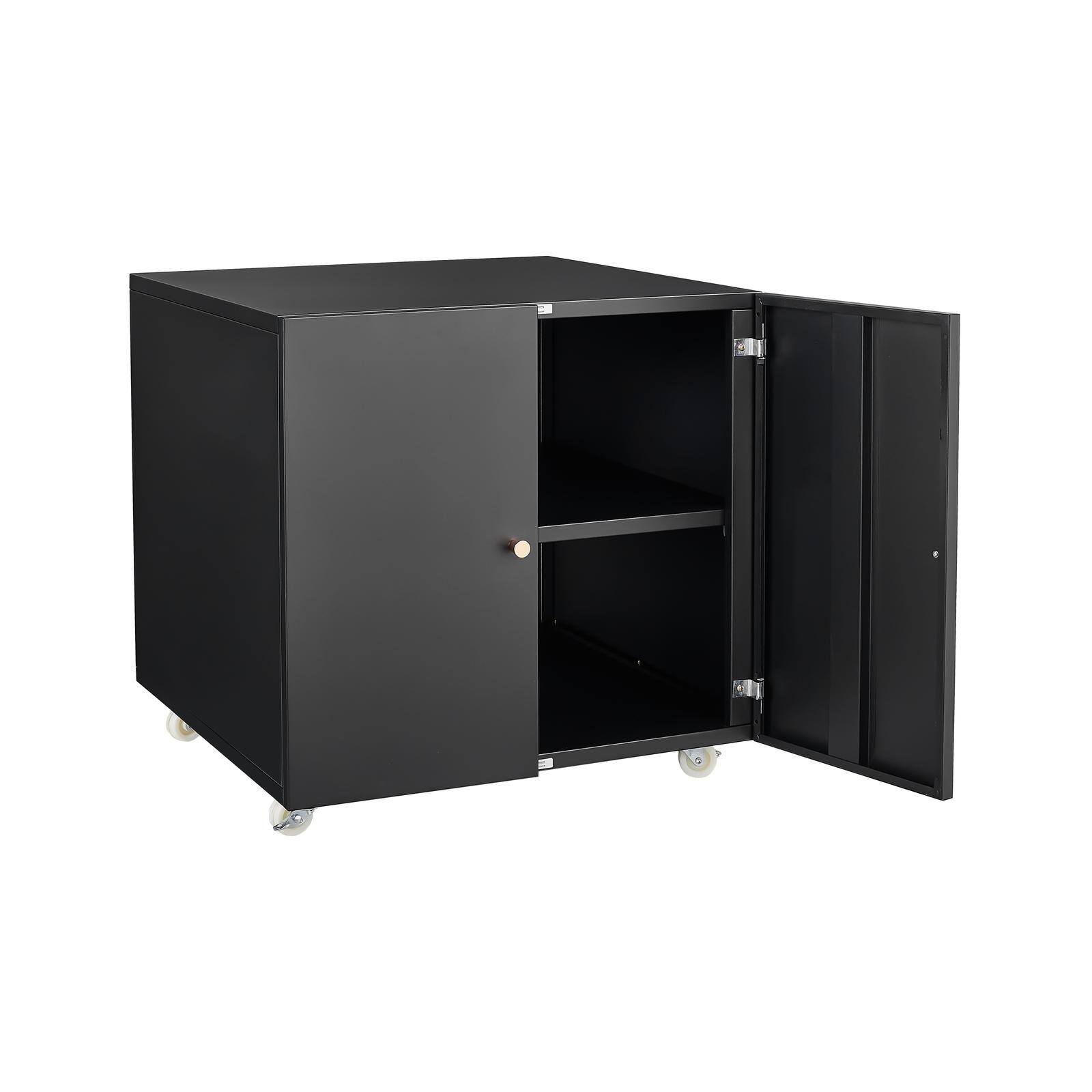 Back. Spaco - Steel Printer Cabinet, Locking Double Door, Adjustable Shelves, Tool-Free Assembly, for Home Office - White.