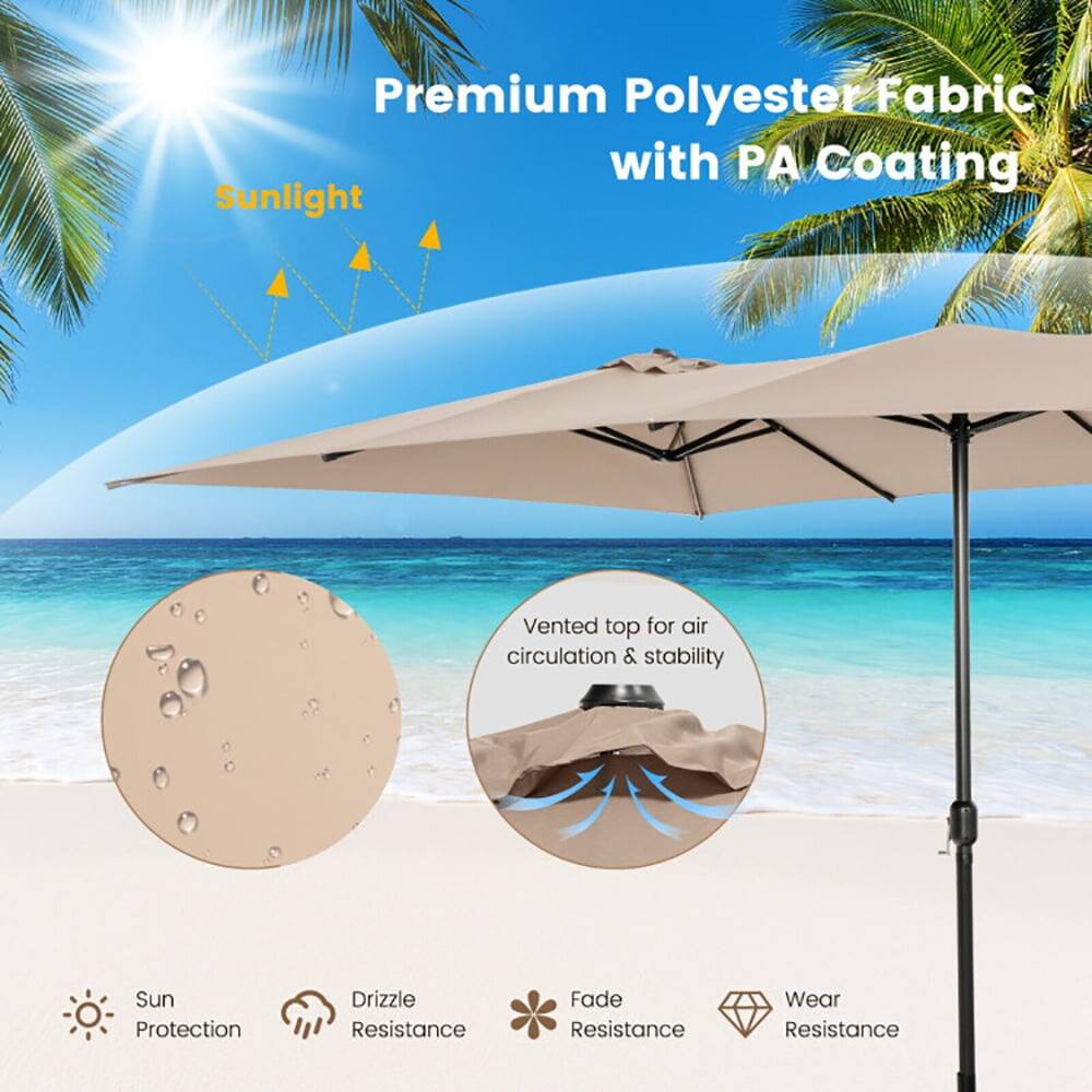 Premium Polyester Fabric with PA Coating  
Sunlight Vented top for air circulation & stability  
Sun Protection  
Drizzle Resistance  
Fade Resistance  
Wear Resistance
