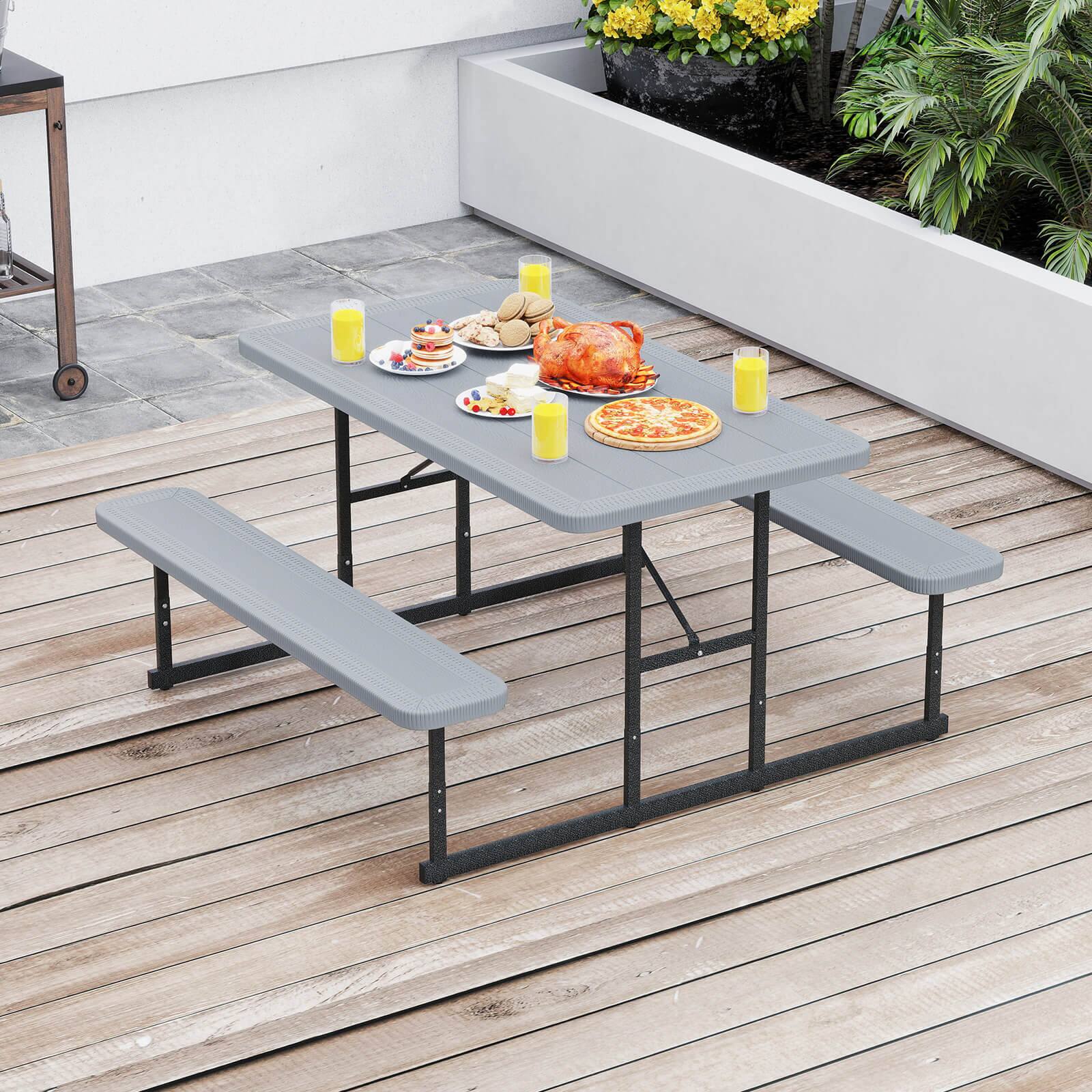 Costway Picnic Table Bench Set for 2 4 People Outdoor Rectangular
