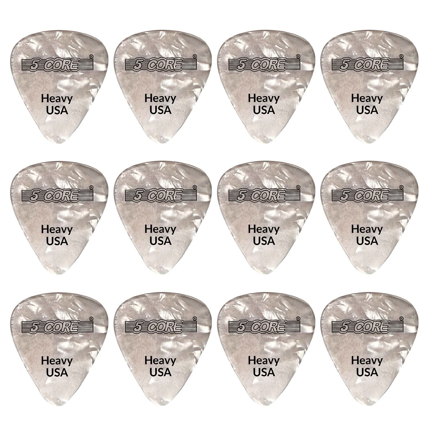 5 CORE - 5Core Guitar Picks 0.96mm Celluloid Heavy Gauge Pick - Acoustic Electric Bass - White