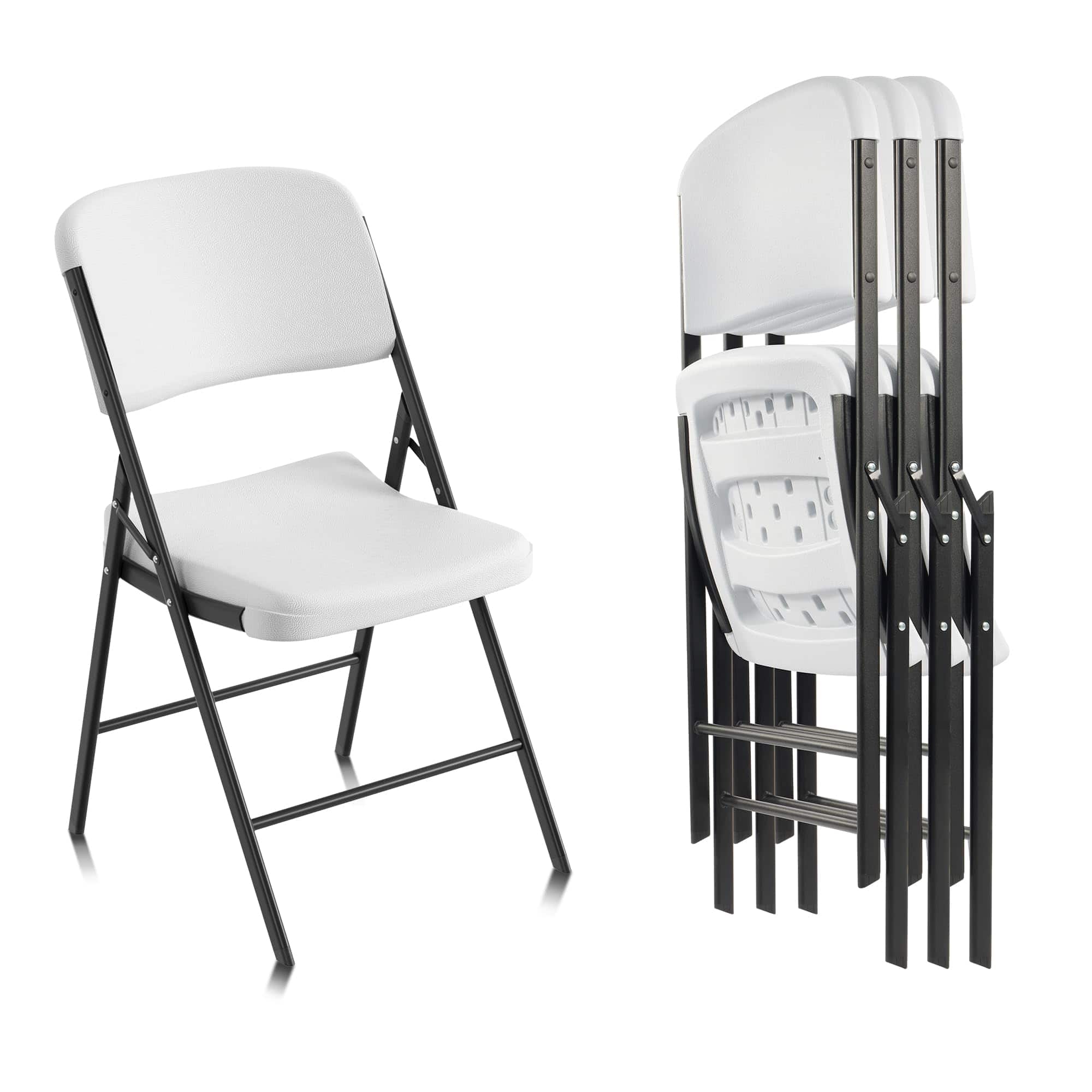 JETRANSPORT - Folding Chairs Heavy Duty Plastic With 350-pound Capacity For Home Office Camping Kitchen Dining Wedding - Set of 4