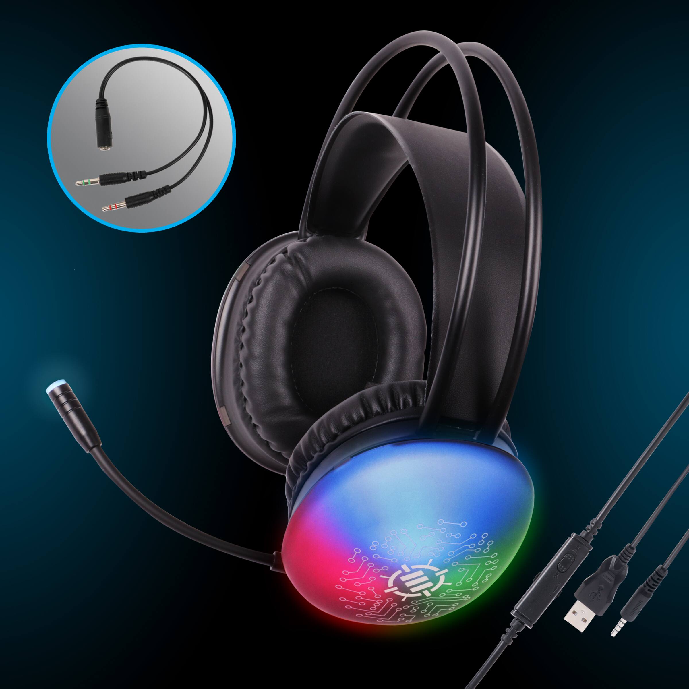 Alt View 7. ENHANCE - ENHANCE Voltaic 2 USB Gaming Headset - Stereo Gaming Headset with USB|3.5mm AUX - Clear.