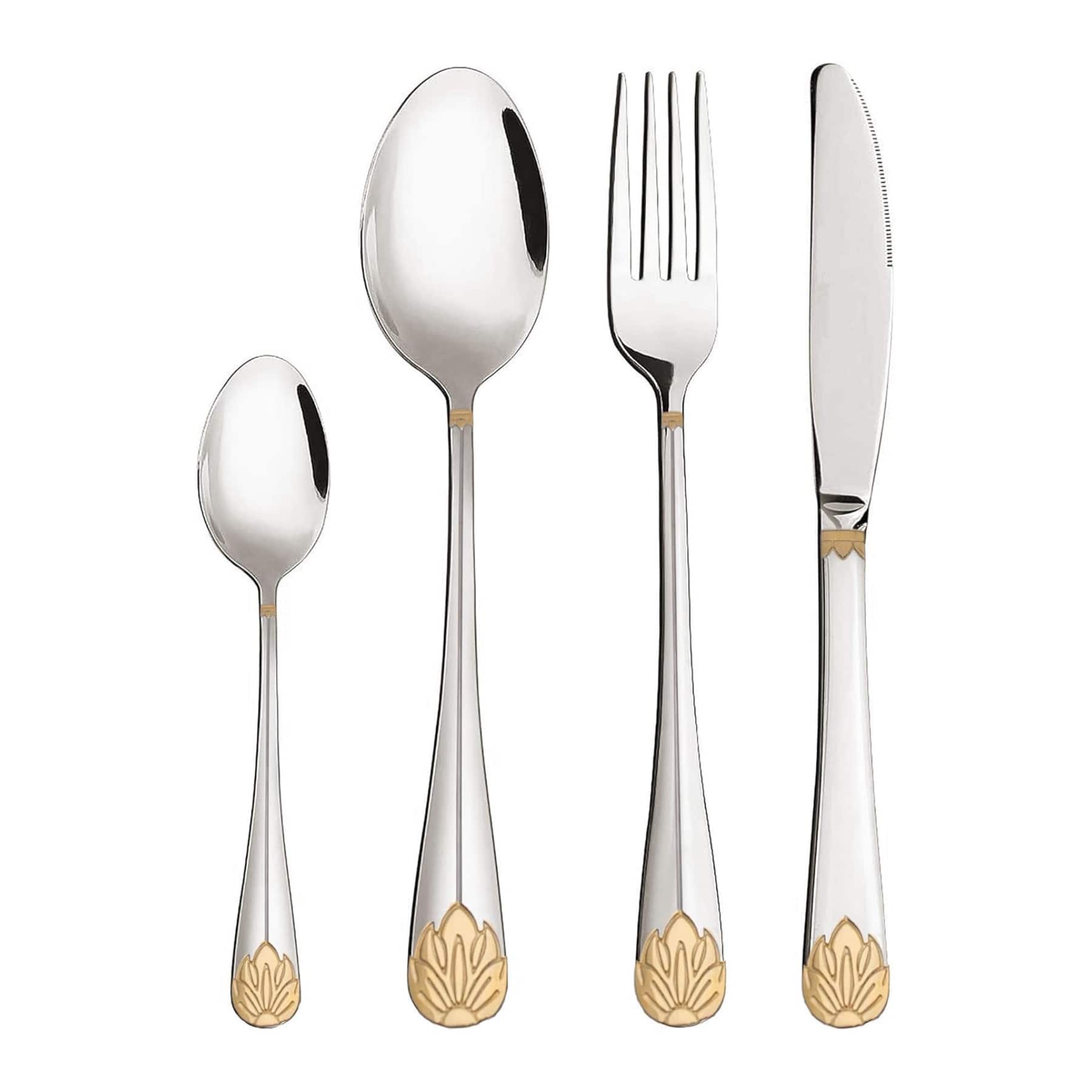 Dazzed Corner - 24 Piece Silverware Set,Flatware Set for 6 - Silver