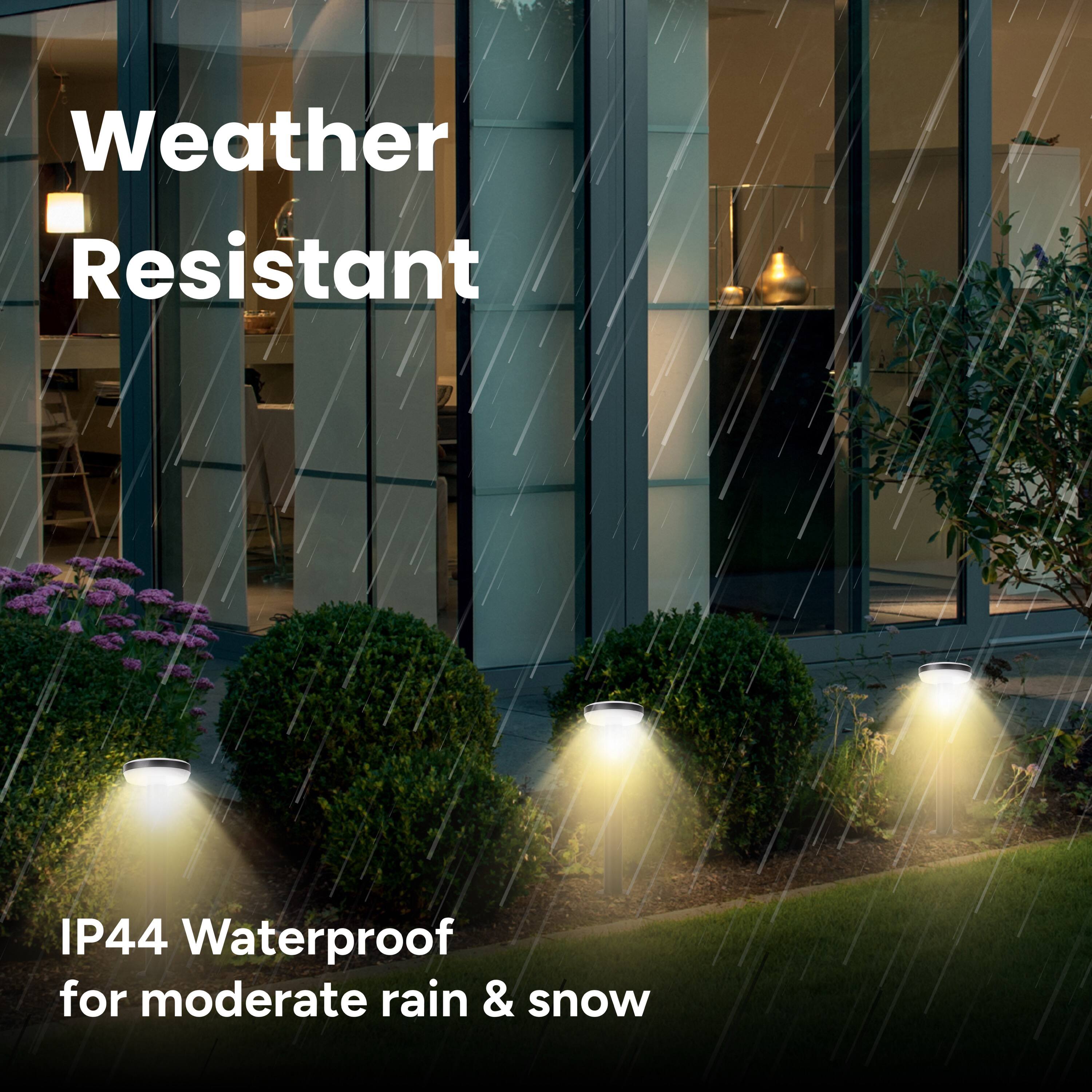 Weather Resistant  
IP44 Waterproof for moderate rain & snow