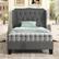 Alt View 4. Costway - Twin Size Bed Frame with Button Tufted Wingback Headboard Wooden Slats Support - Gray.