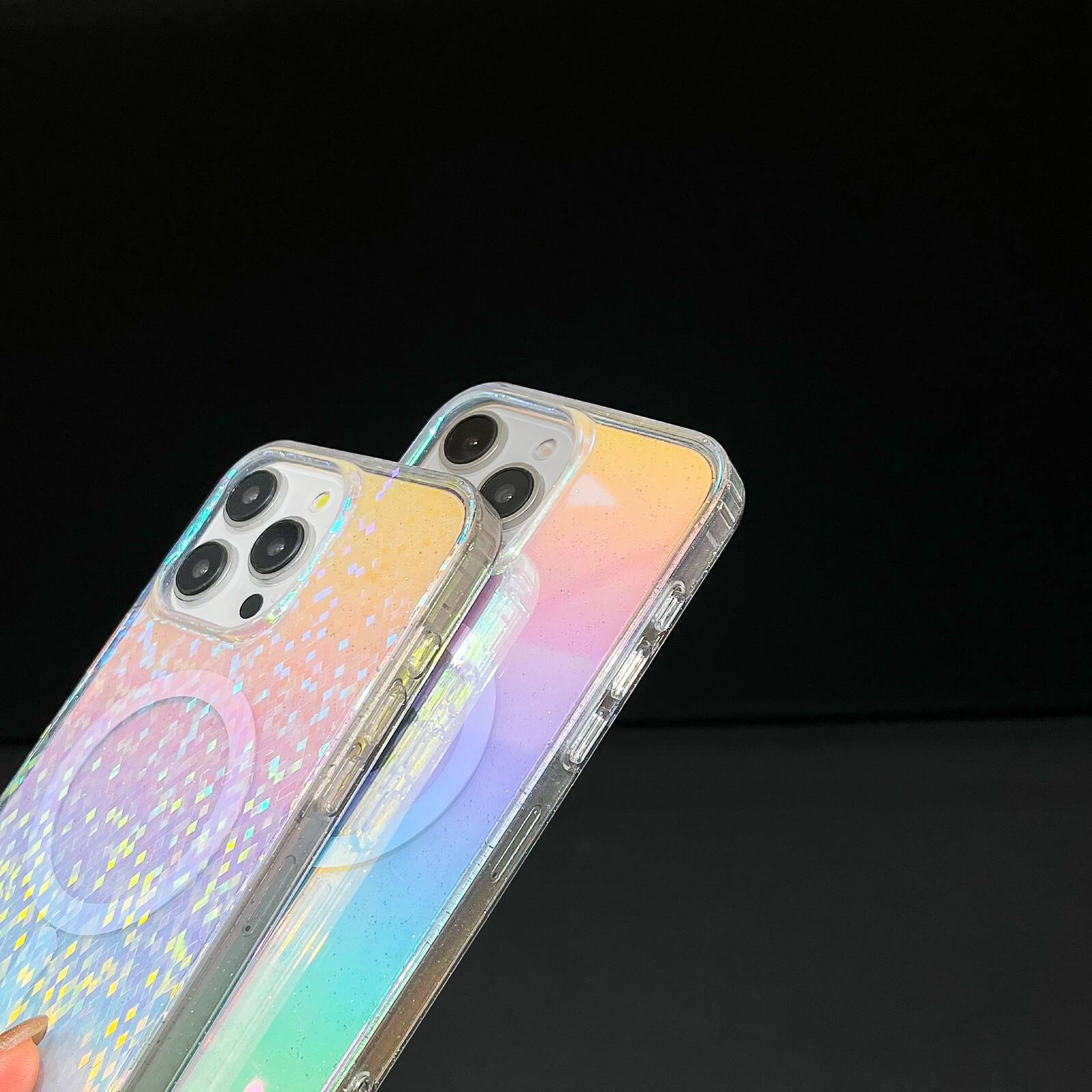 Alt View 3. UUCOVER - For Apple iPhone 16 Pro Max Glitter Magnetic Case, Compatible with Magsafe, Colorful Gradient Bling Transparent Cover - C.