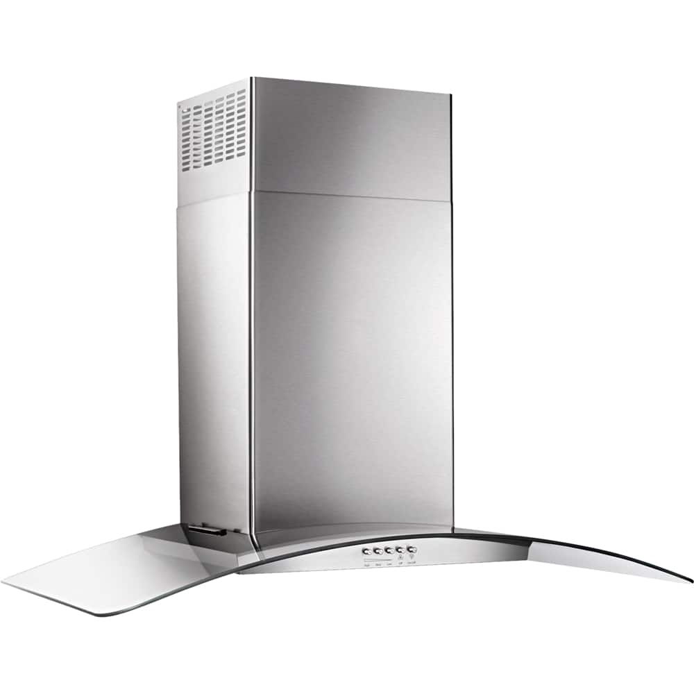 Angle View: Whirlpool - 36" Convertible Glass Range Hood - Stainless steel