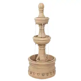 Sunnydaze - Cyprus 3-Tier Polyresin Outdoor Fountain - Eggshell