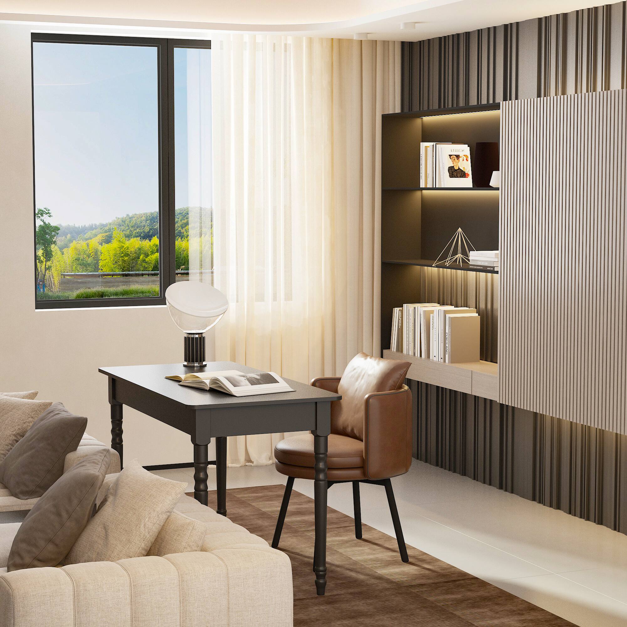 Alt View 8. Famapy - Solid Wood Writing Desk with Drawer for Home Office Study, Modern Black Desk with Gold Accents & Storage - Black.